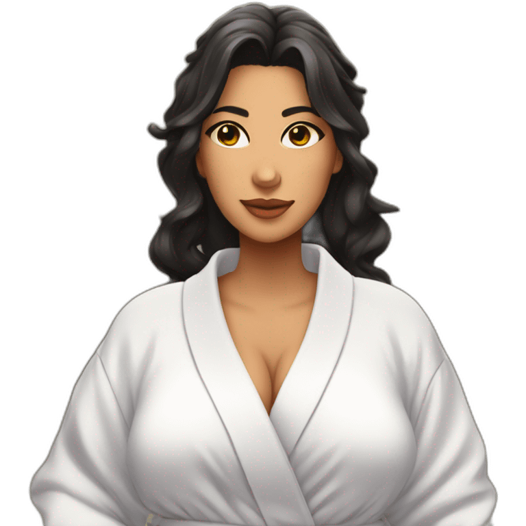 big bosomed latina anime woman jennifer in a bath robe emoji