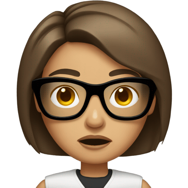 Angry woman with brown hair  with sunglasses emoji