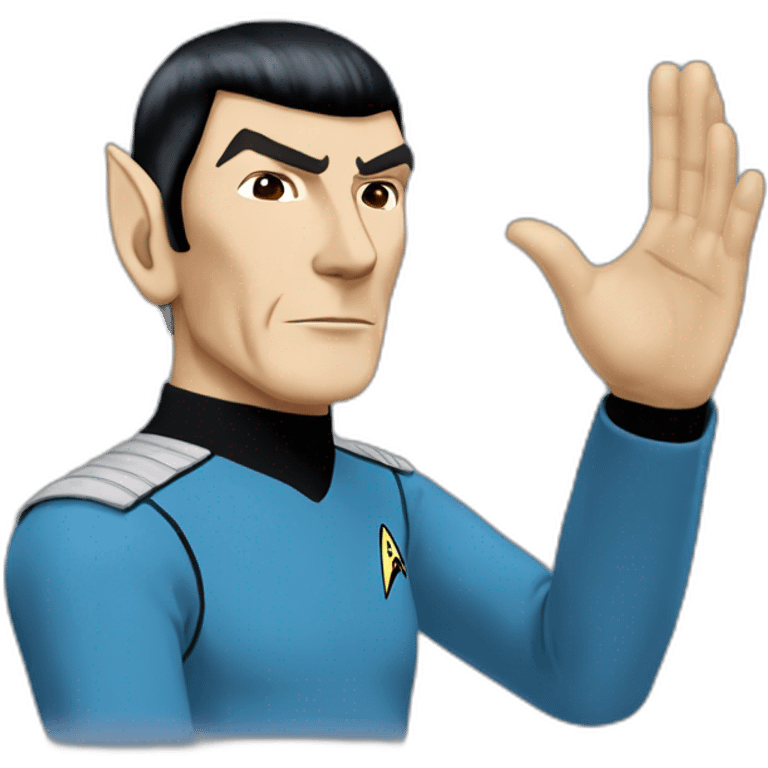 Spock with the Vulcan salute with Starfleet blue uniform (Star Trek) emoji