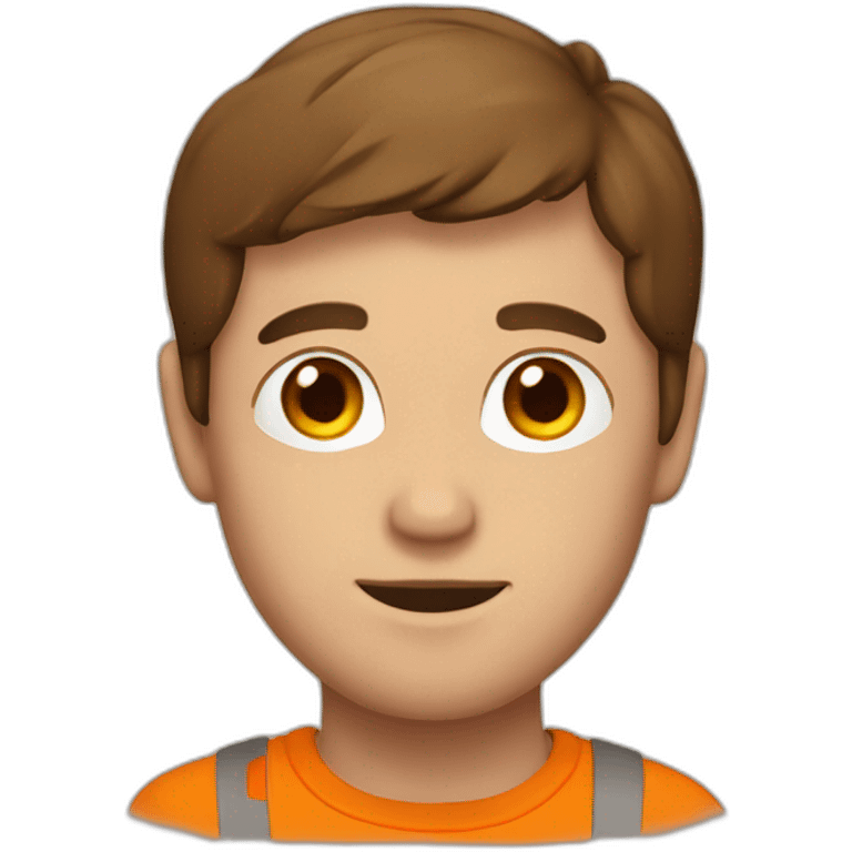 man with brown hair holding an orange emoji