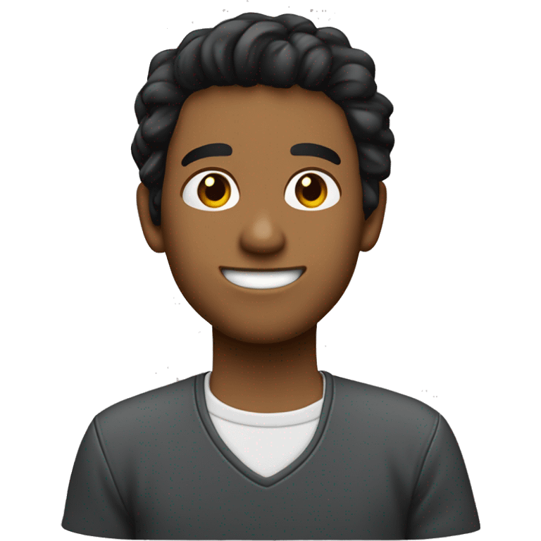 Chico joven delgado moreno con pelo negro y perilla desde una vista lateral emoji