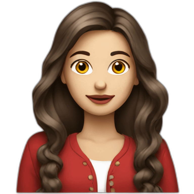 Brunette-girl-long-hair-old-money-fashion-style-red emoji