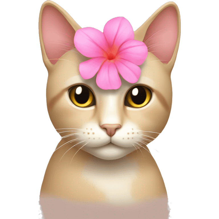 beige cat with a pink flower emoji