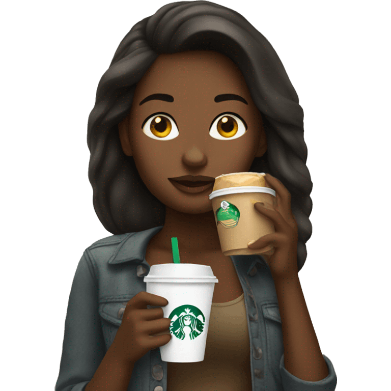 Girl drinking Starbucks  emoji