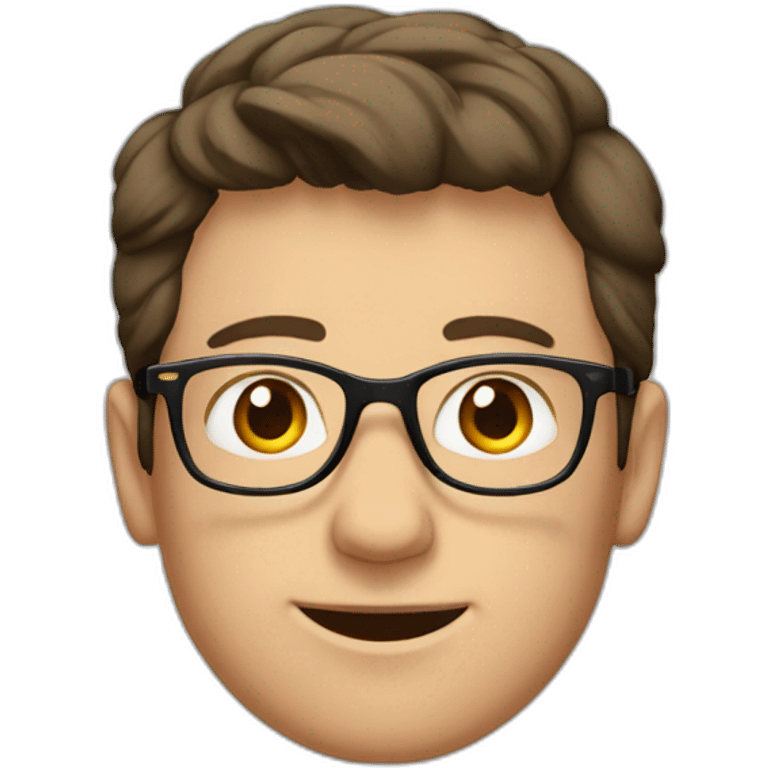 german guy with short brown hair up wearing glasses and dark t-shirt with flowers print emoji