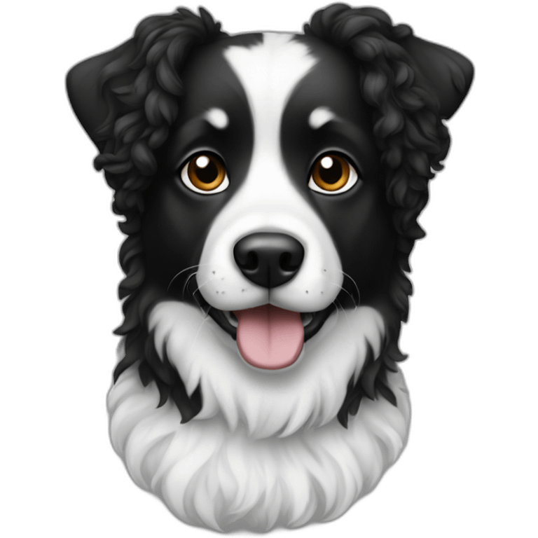 dog-with-curly-fur-in-black-and-white emoji