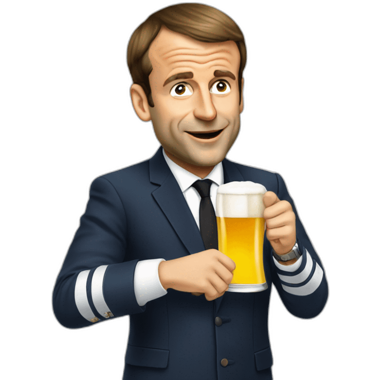 Emmanuel macron drinking beer emoji