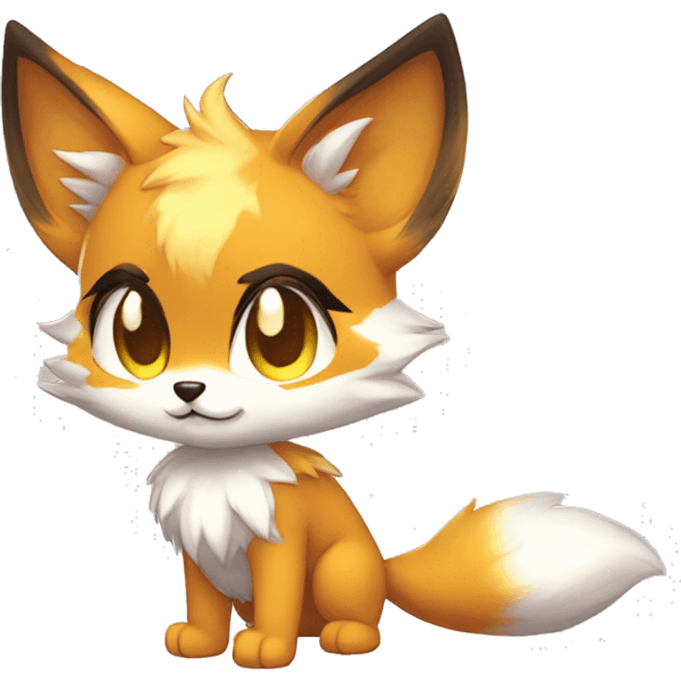 shiny anthro-sparkle-furry fur-sona kemono-style-chibi-style cat-fox-Fakémon-hybrid full body emoji