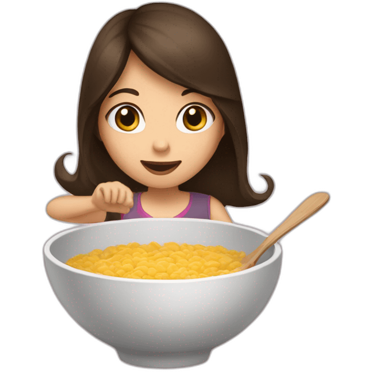 Brunette girl trowing a bowl away emoji