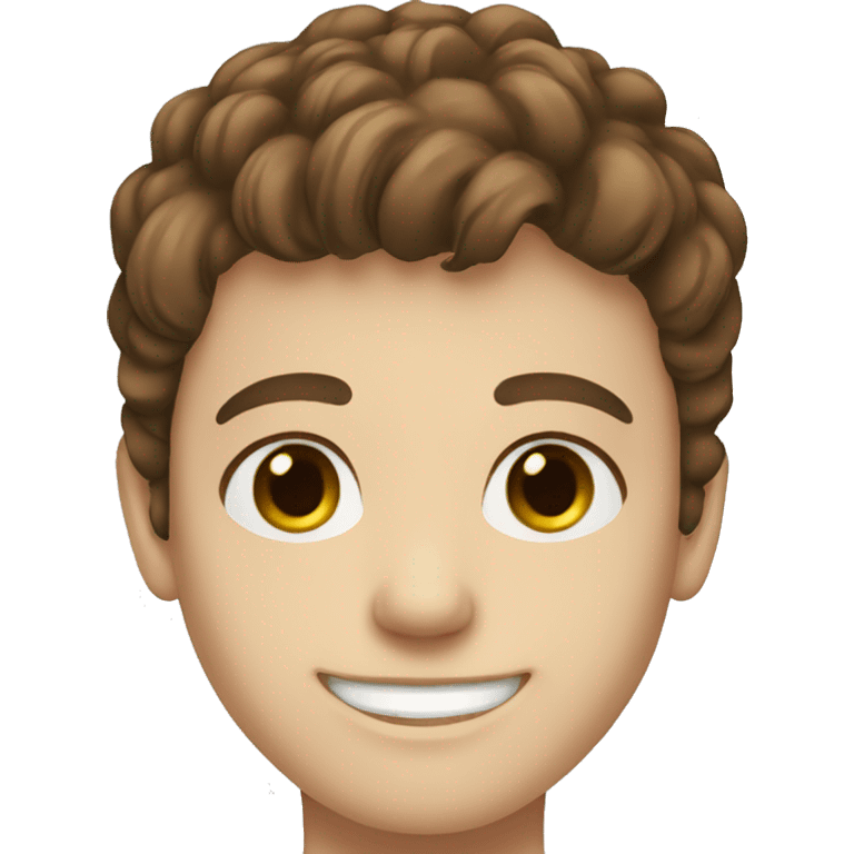 Brown hair, teen boy, blue greenish eyes white skin smiling emoji