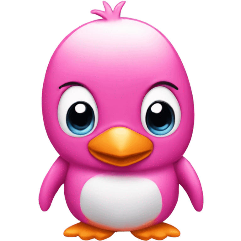 Pink penguin with ears emoji