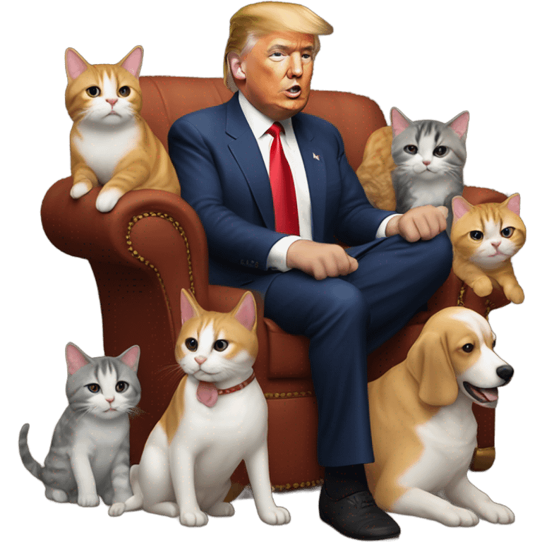 Donald trump with cat and dogs emoji