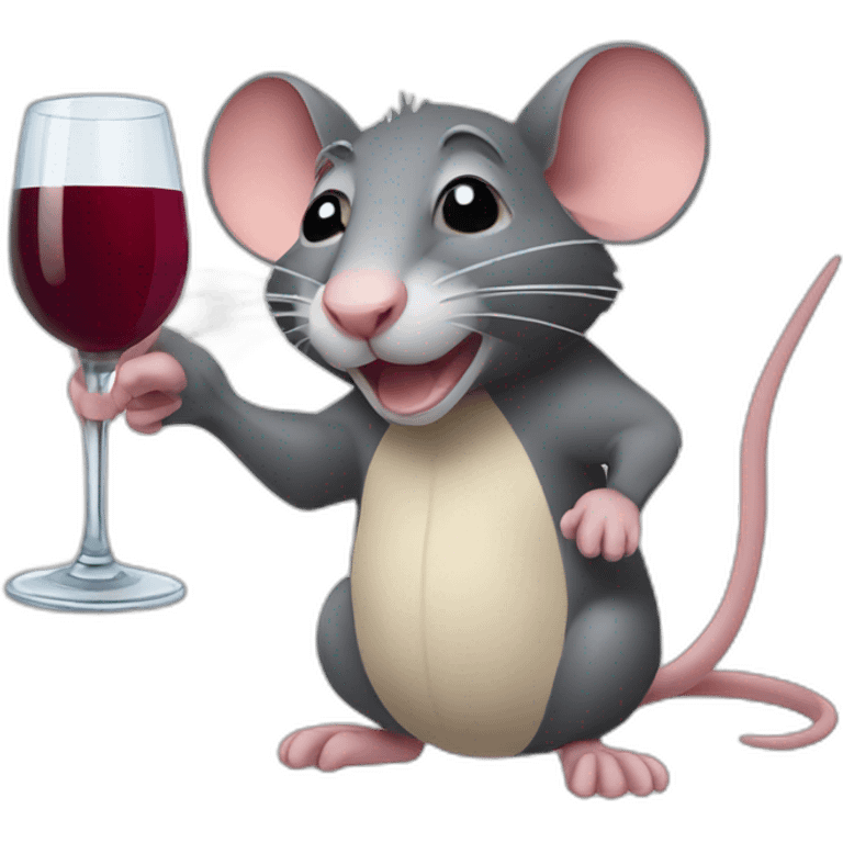 a rat with a glass of wine emoji