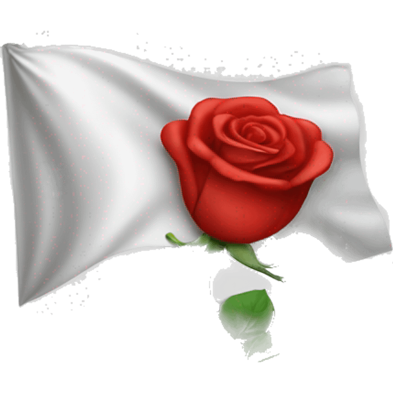 emoji white flag with red rose on the center emoji