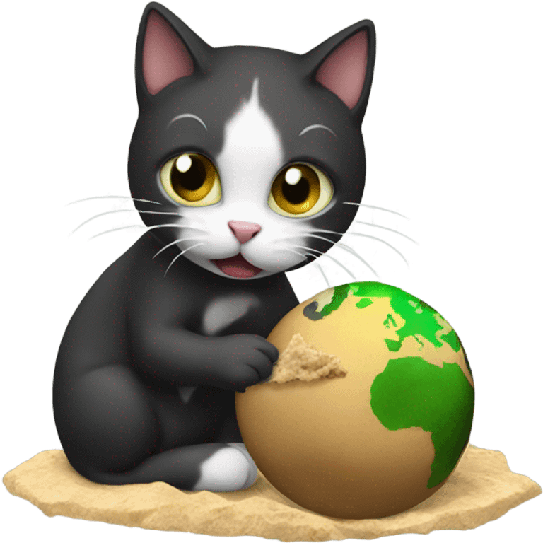 Cat eating earth emoji