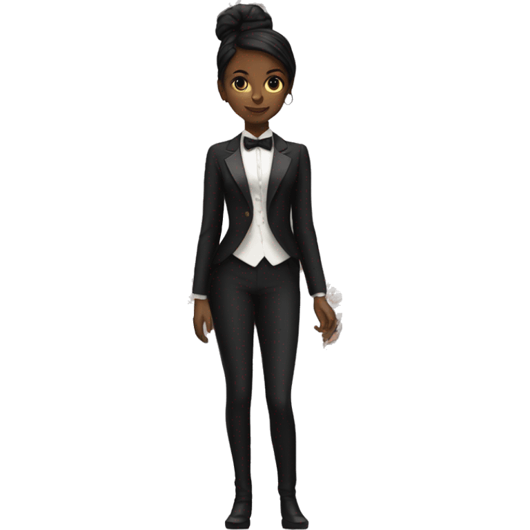 Black girl with tuxedo cat emoji