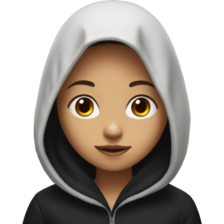 girl in black hooded portrait emoji