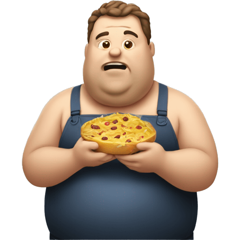 Fat man eating mysterious food emoji