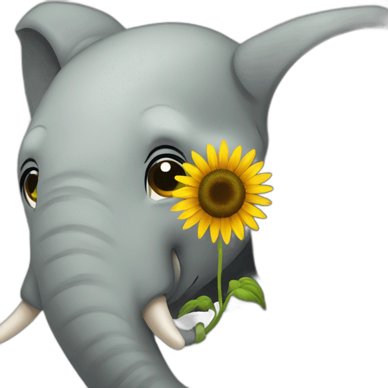 Elephant holding a sunflower with its trunk emoji