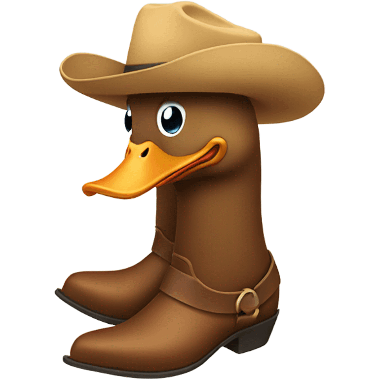 Duck with a cowboy hat and boots emoji