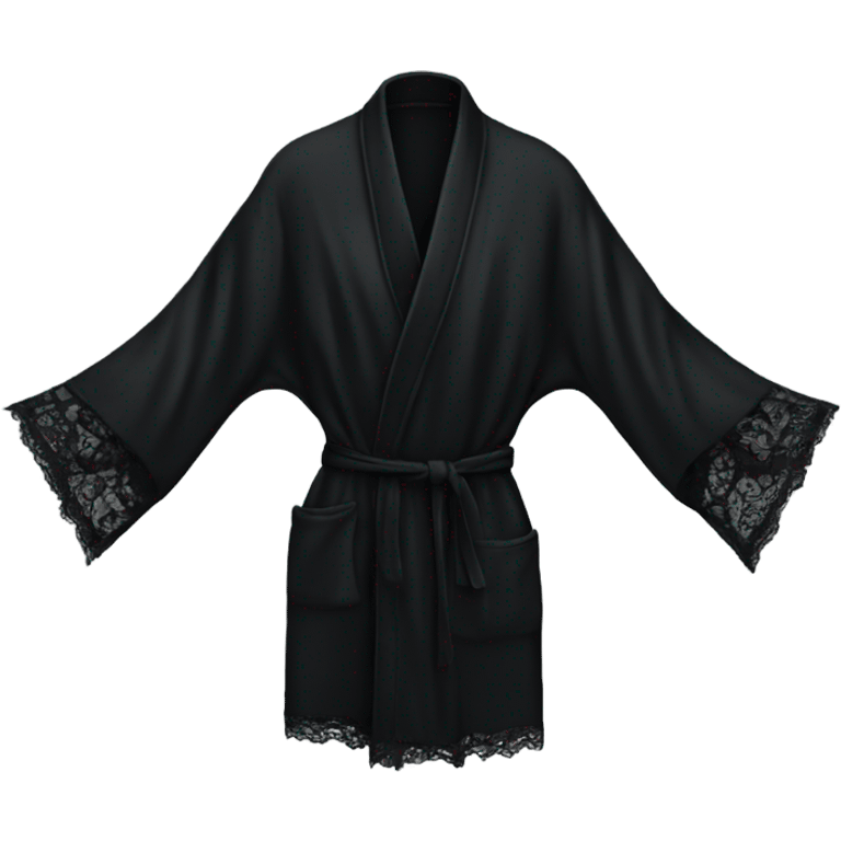 black silk robe with black lace emoji