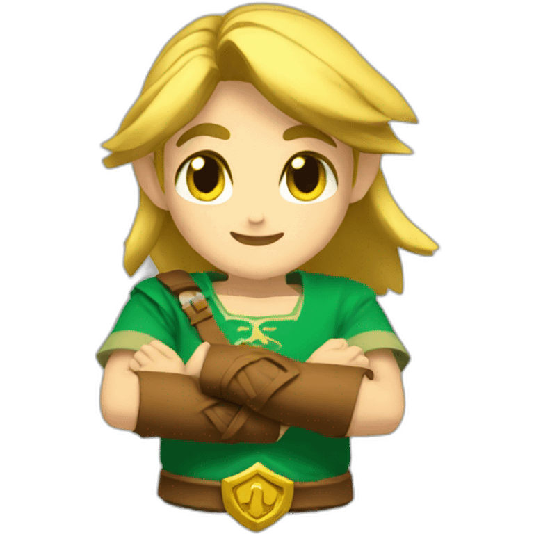 link zelda smiling with hugging hands emoji