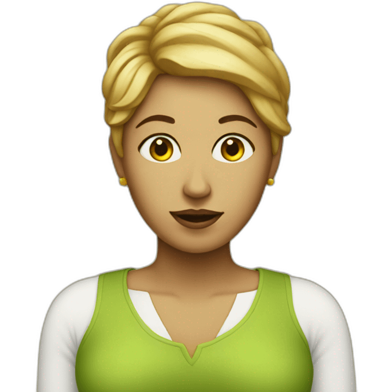 woman, with a pear head emoji