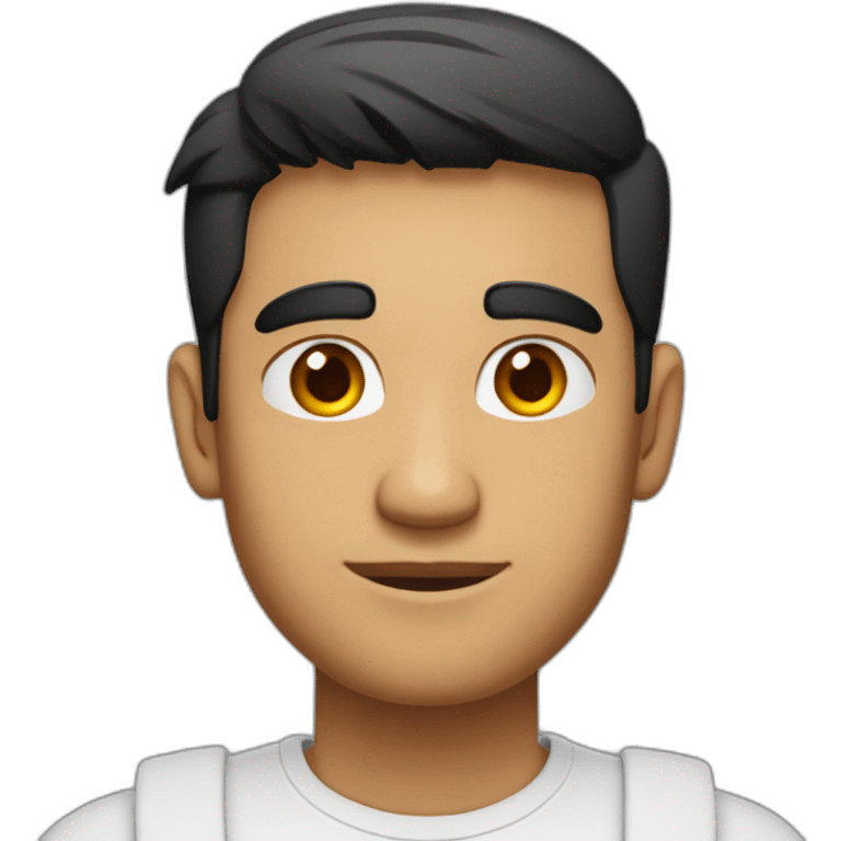 Indian white tan skin man developer in plain white shirt with sleeve up and nice short black hair profile image emoji