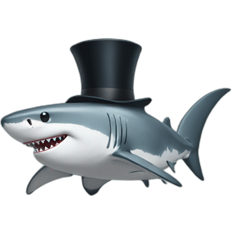 Shark with a top hat emoji