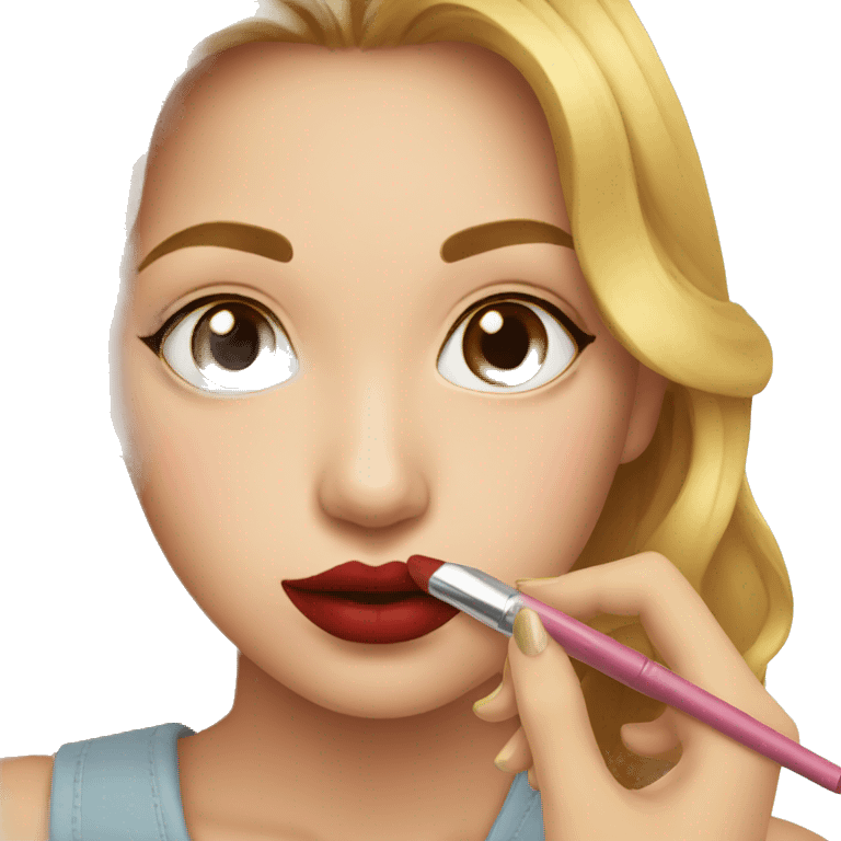 Girl paints her lips emoji