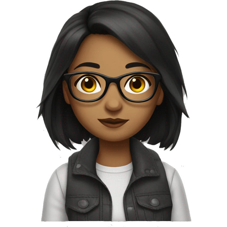 girl lanina write with medium black hair, glasses write  emoji