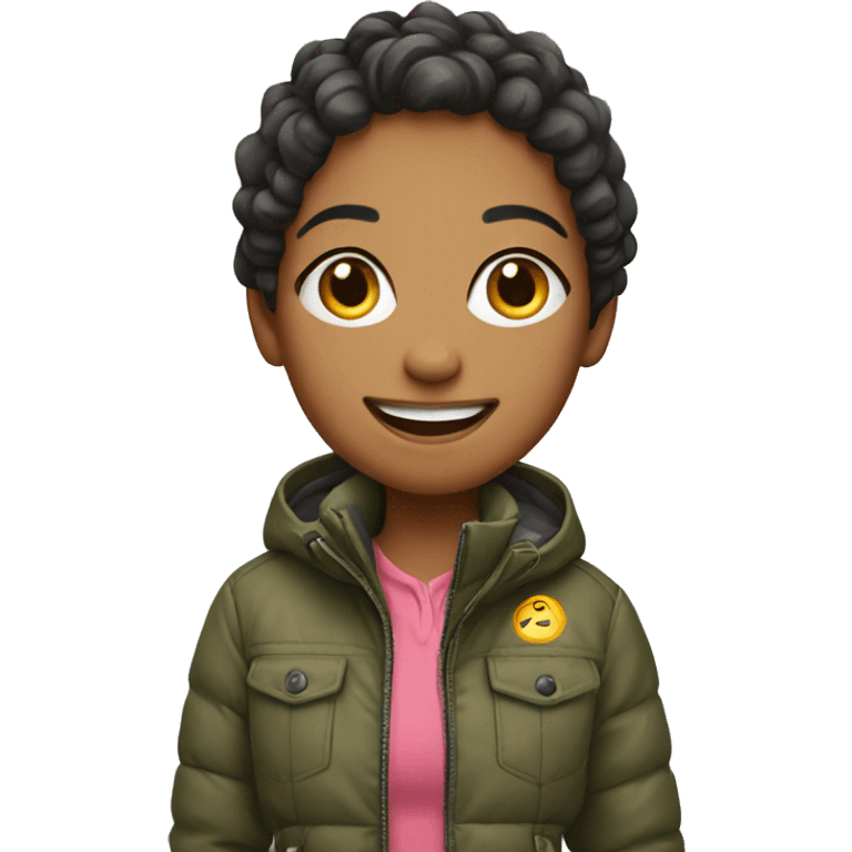 smiling girl in outdoor jacket emoji