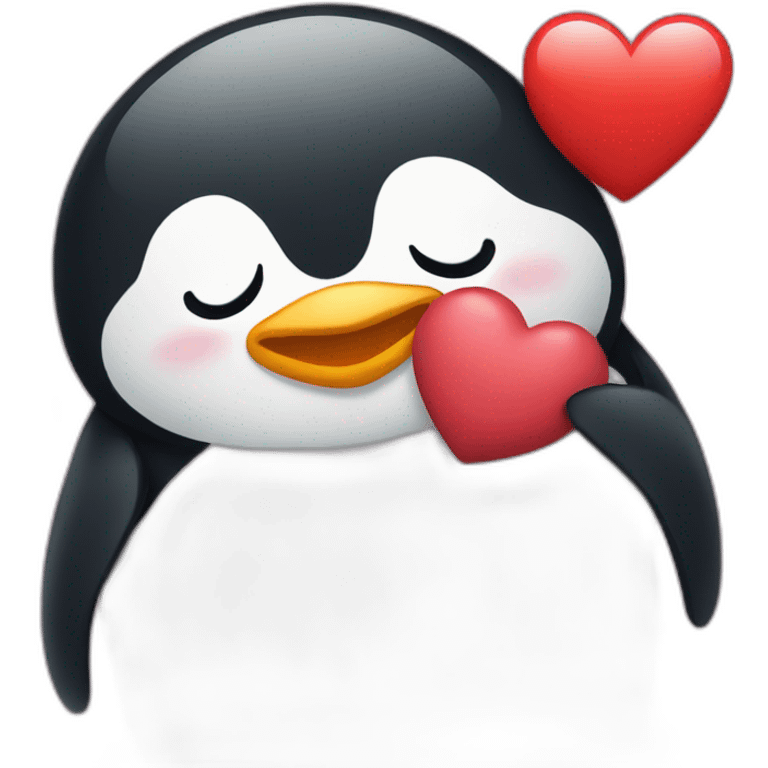 Penguin hugging a heart emoji