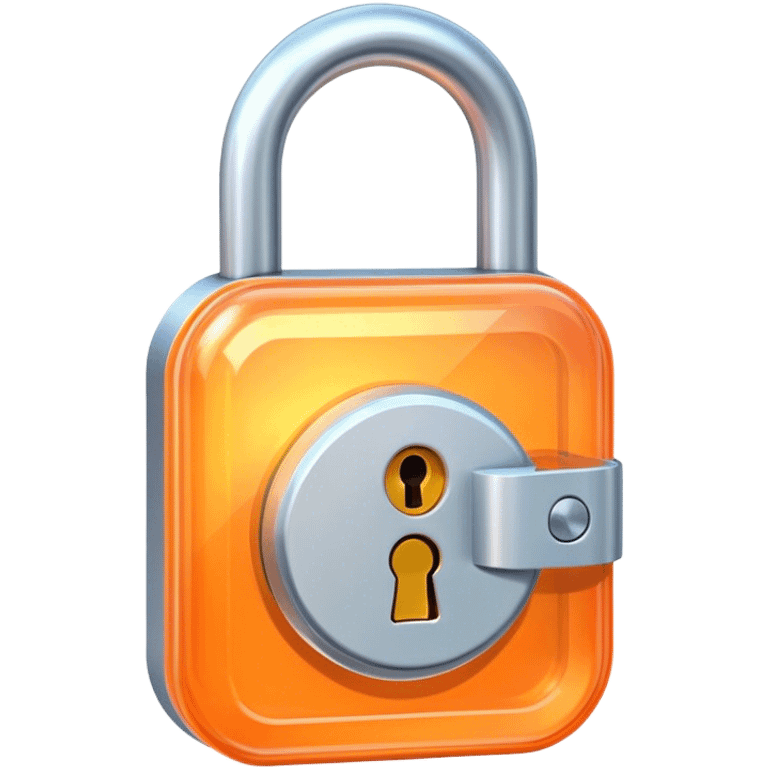 Holographic and glassmorphic light orange lock emoji