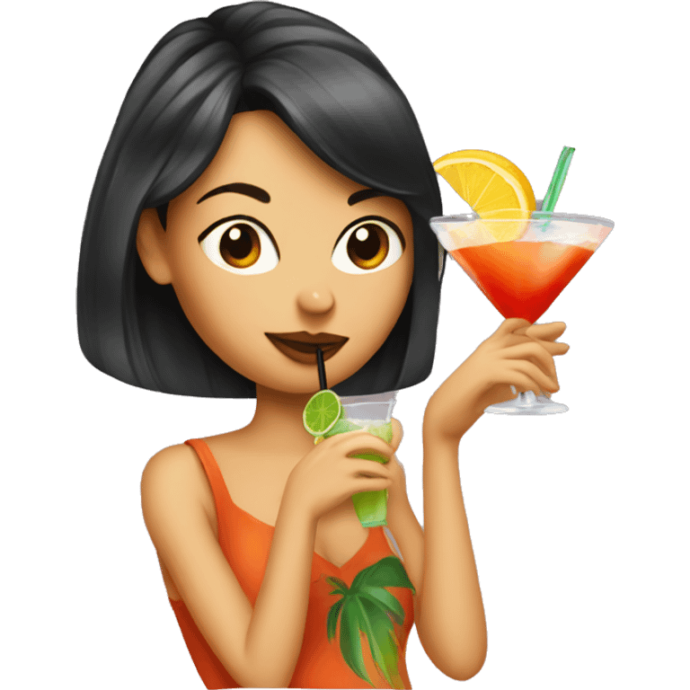 Girl drinking a cocktail looking pretty emoji