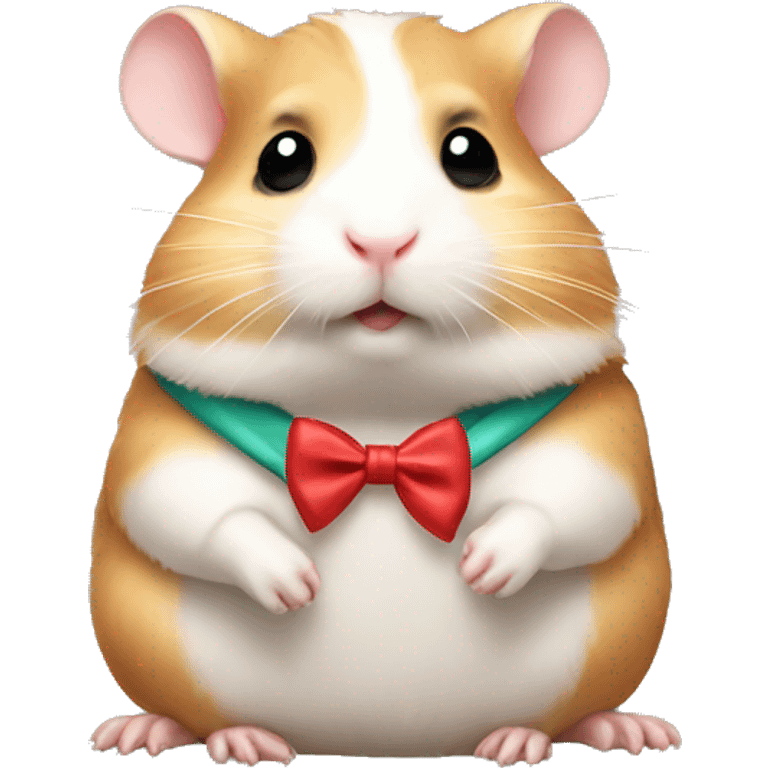 hamster with a bow on his neck sitting emoji