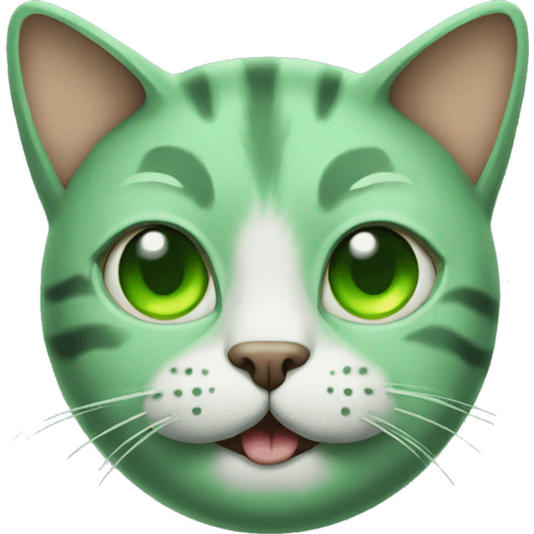 A stoned green cat emoji