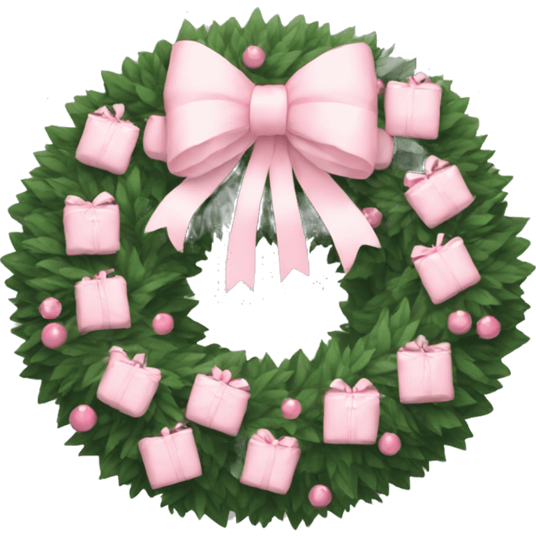 wreath with pale pink bows christmas mood emoji