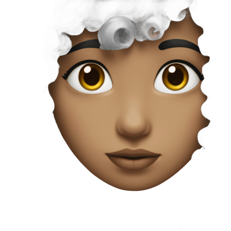 girl with long eyelashes and white skin and curly black hair with one spot under the right of her lips  emoji