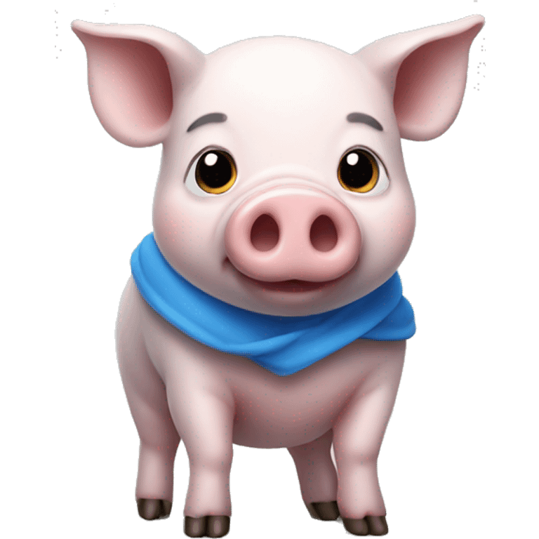 Pig wearing blue emoji