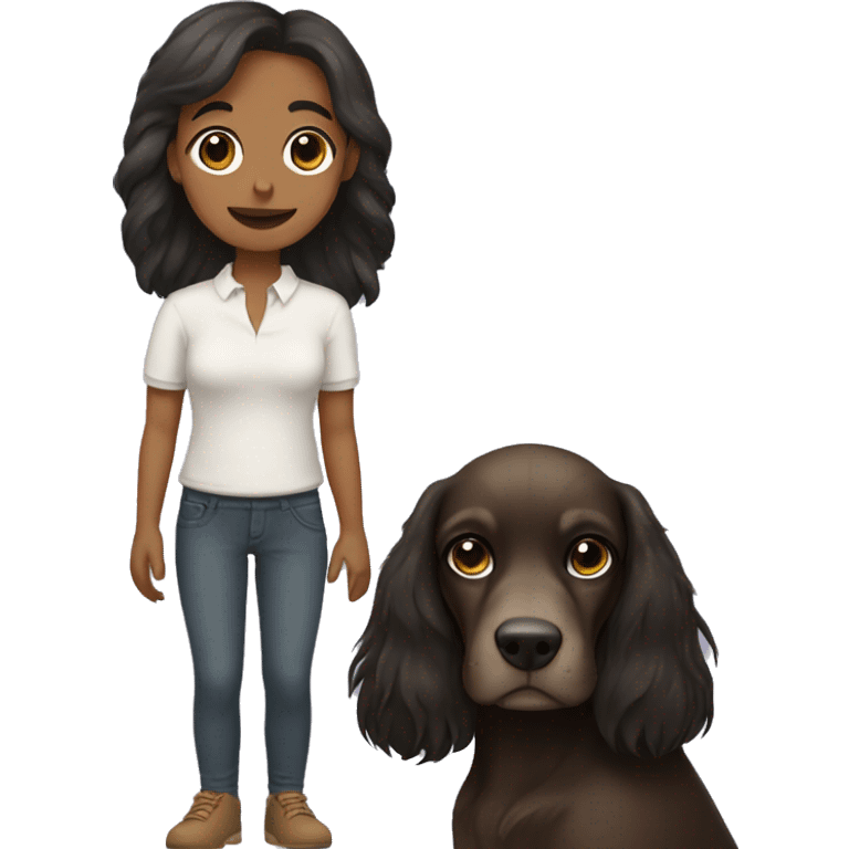 spaniel and a girl with dark straight shoulder length hair emoji