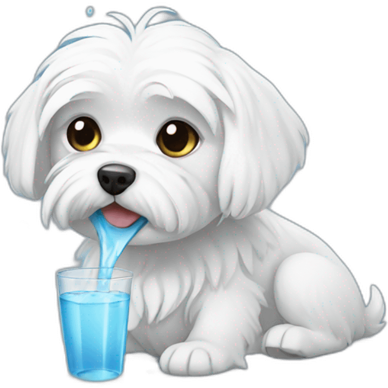 Maltese dog drinking water emoji