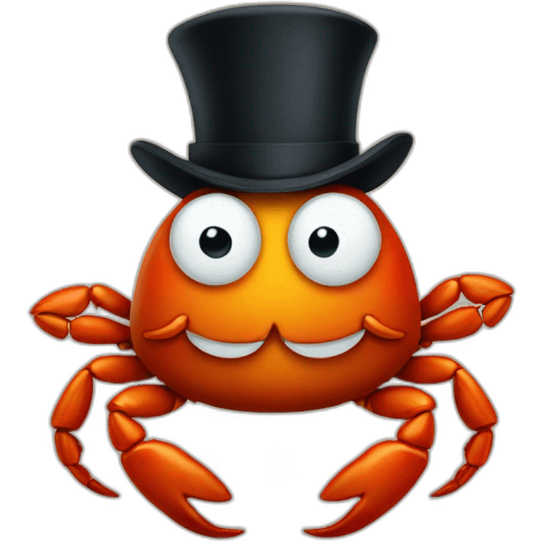 crab with a top hat and a beard emoji