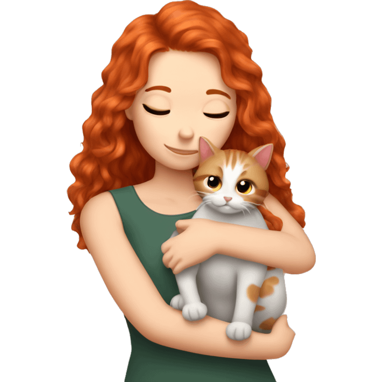 Girls Redhead Hairy Hugging Her Cat emoji