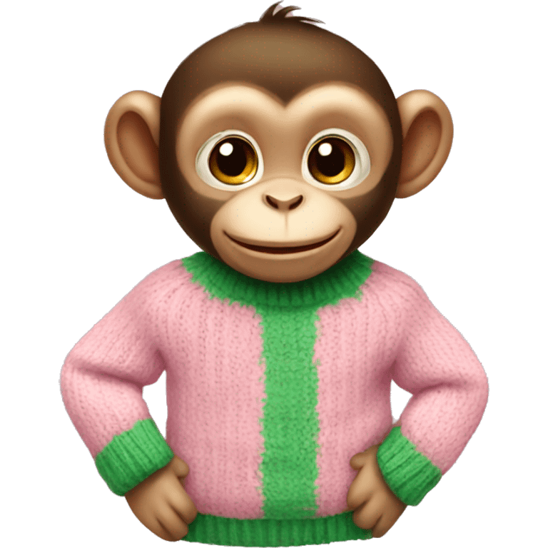 Baby monkey wearing pink green sweater  emoji