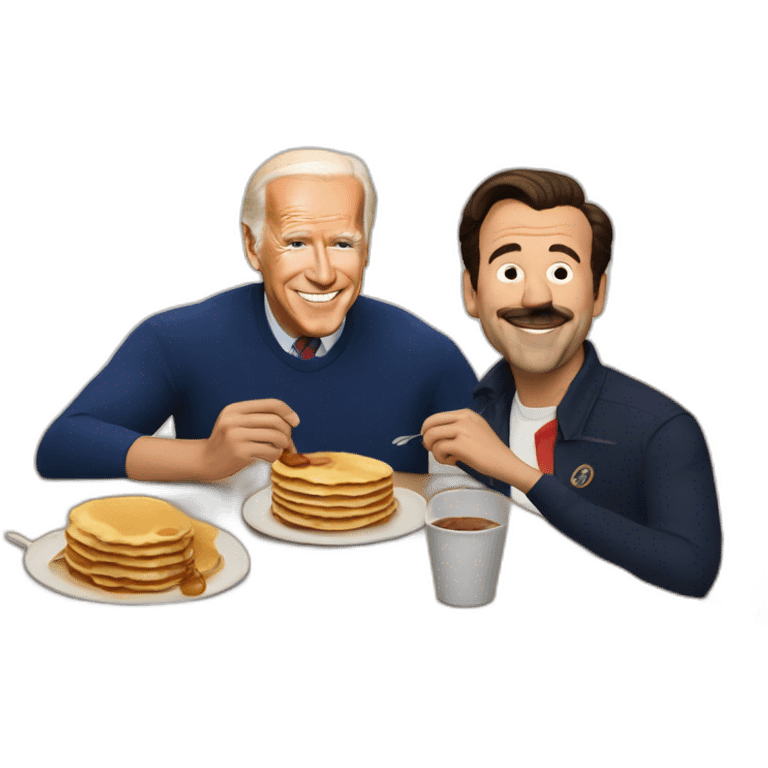 Ted Lasso eating pancakes with Joe Biden  emoji