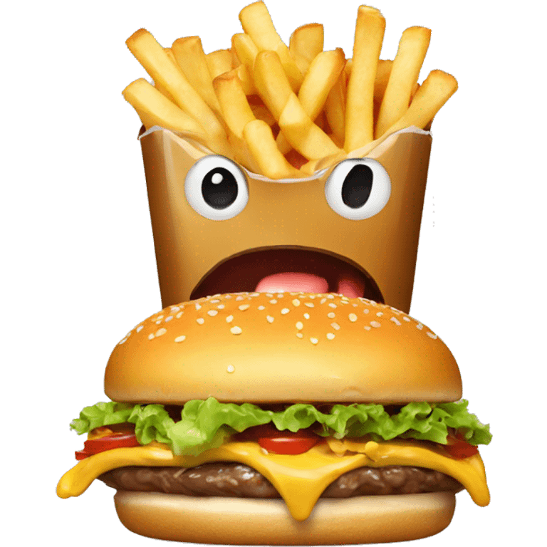 Poutine eating a burger emoji