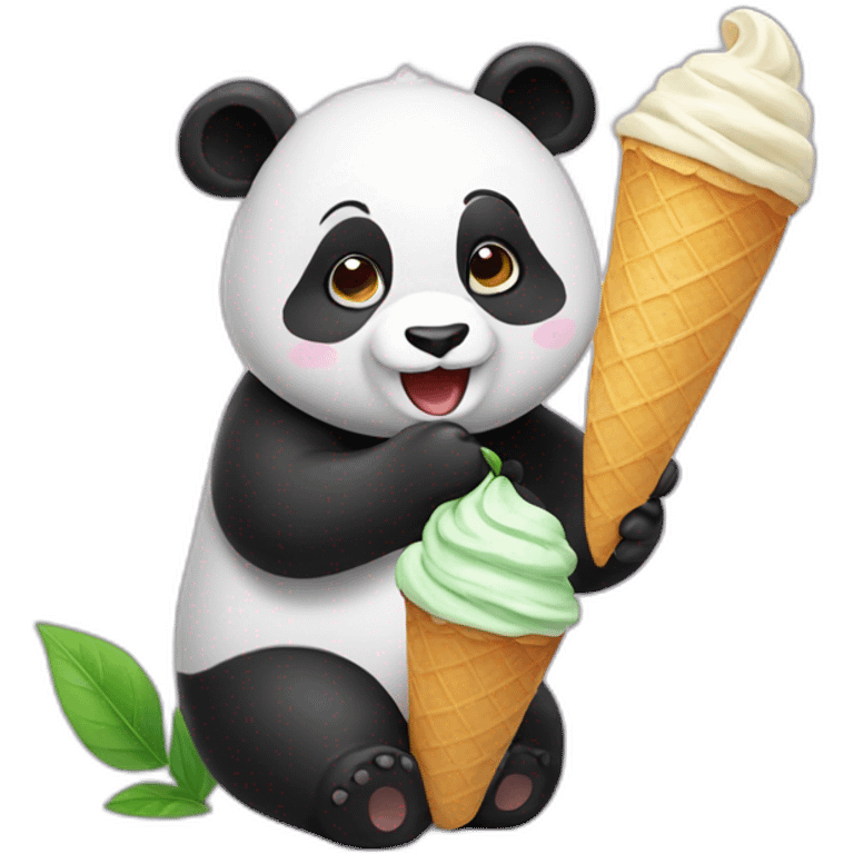 Panda eating ice cream emoji