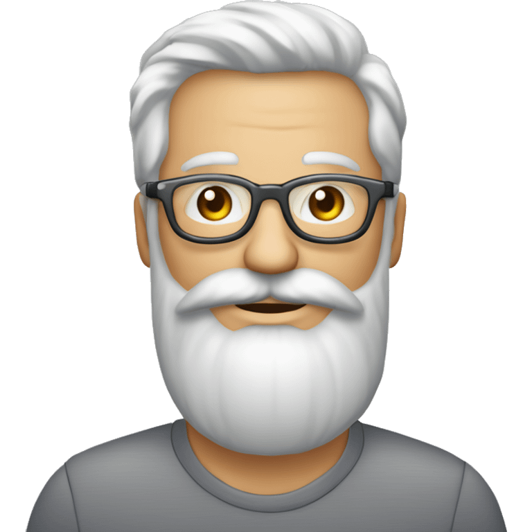 Homme âgé cheveux gris très courts dégarni sur le devant  barbe grise très courte lunettes rondes avec caméra en main emoji