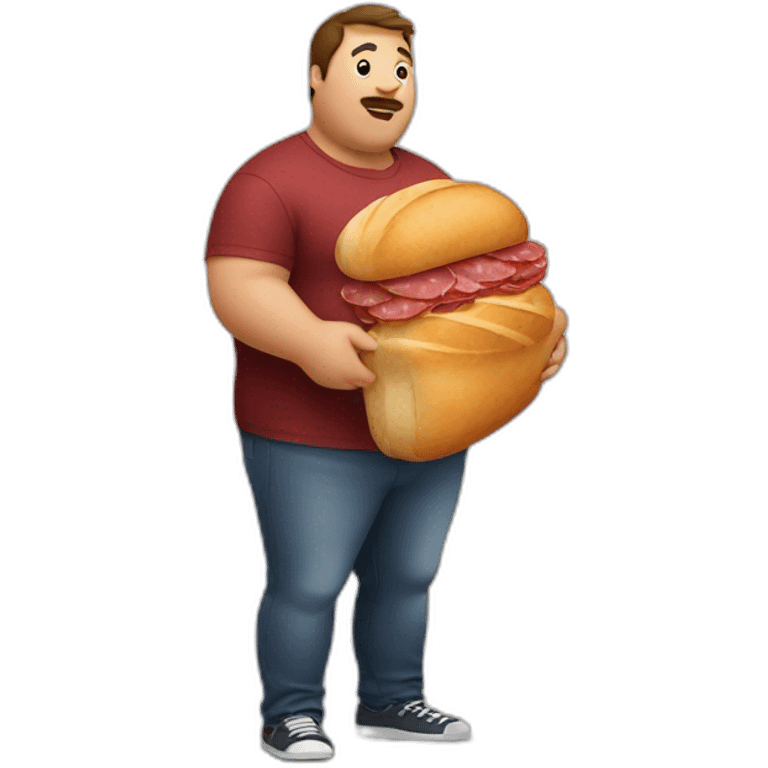 guy overweight with bread and salami emoji